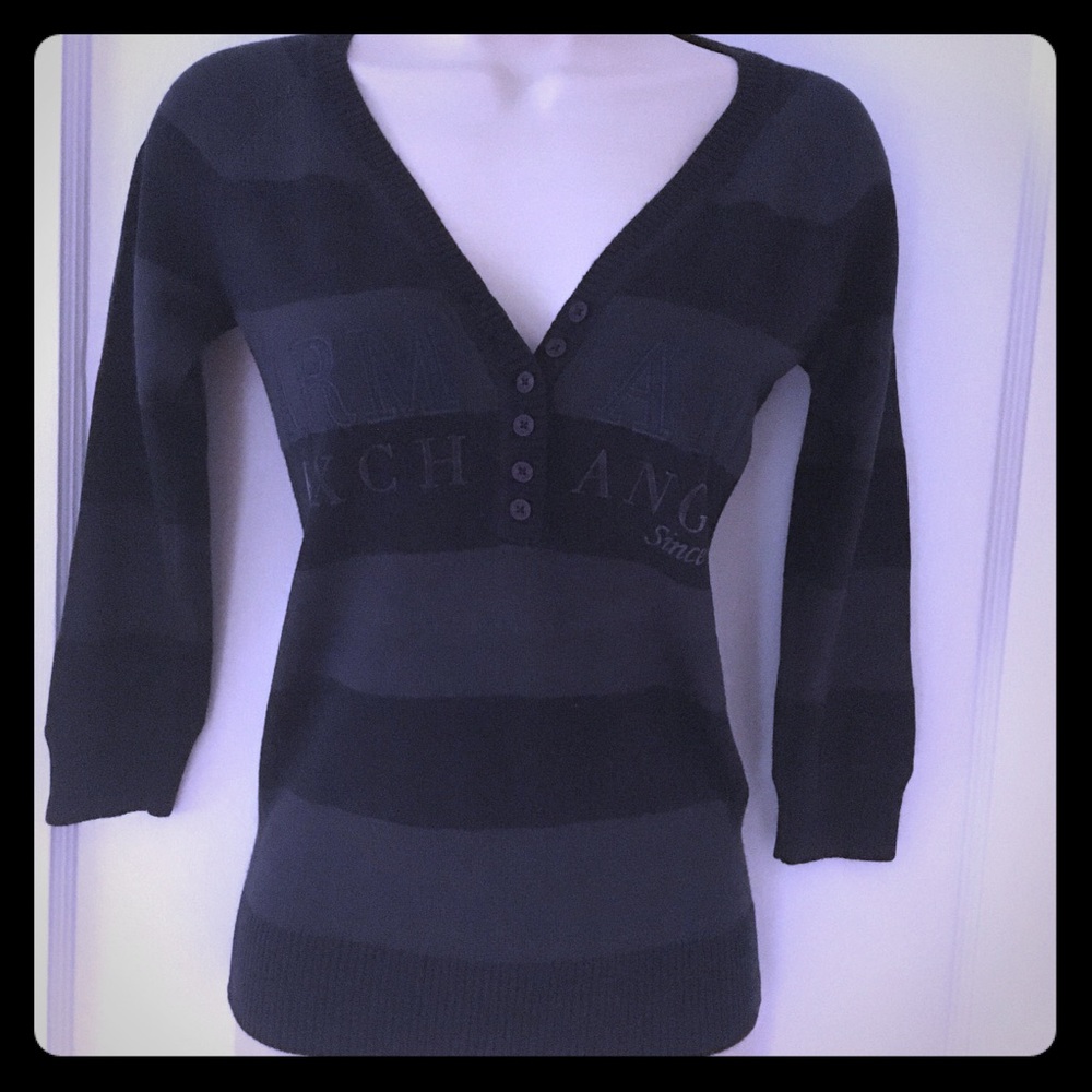 Armani Exchange Navy Striped Top